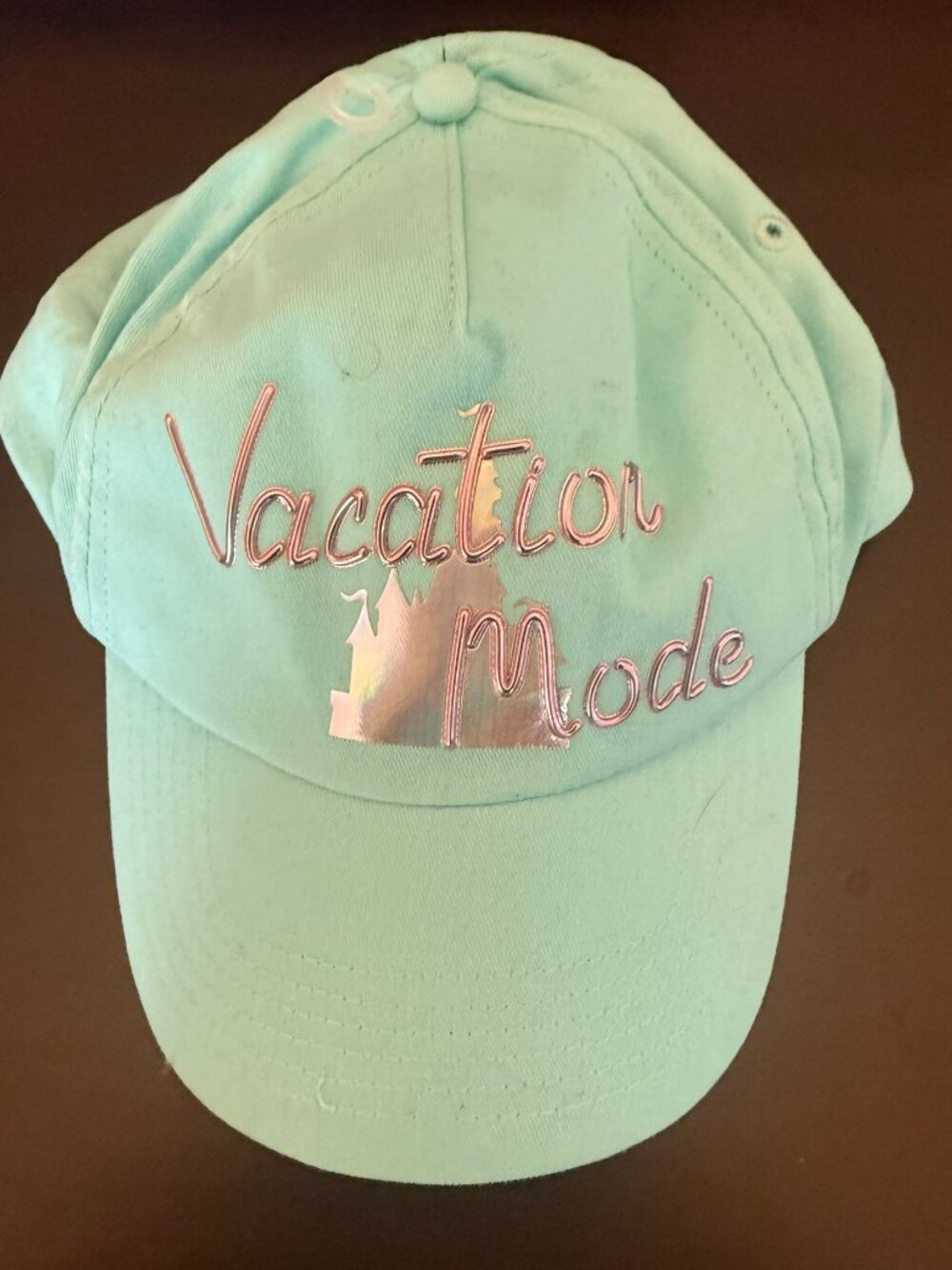 Disney Parks "Vacation Mode" baseball cap - Aqua with holographic letters - NWT